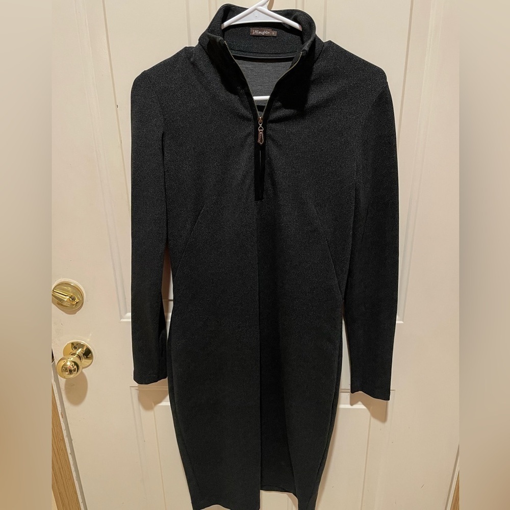 J. McLaughlin Black Ponte Knit Sheath Dress - Small